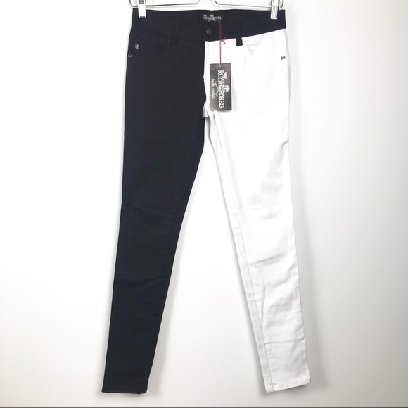 black and white jeans split leg